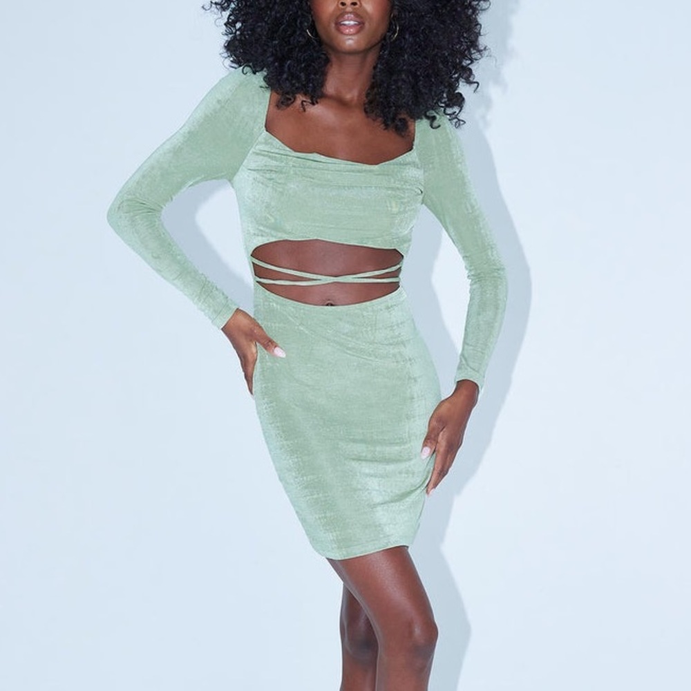 NWOT - Princess Polly Reagan Mini Dress Green - US 4